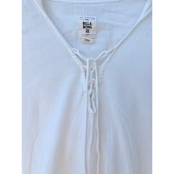 Billabong Hooded Lace Up Top Womens Large White Striped Lightweight Hoodie - Picture 5 of 5